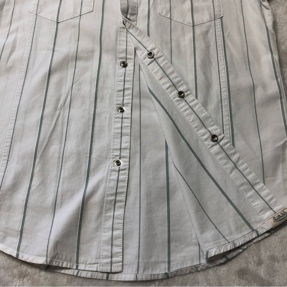 VON Dutch White SS Snap Down Striped Shirt EUC S - Picture 7 of 10